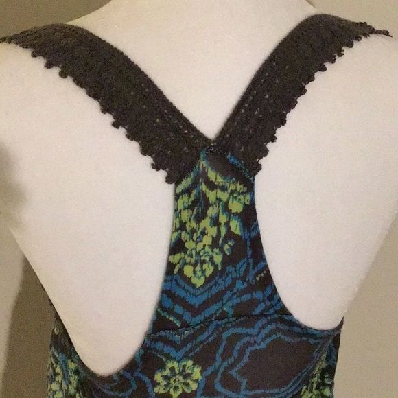 FREE PEOPLE Top Razorback Blue/Brown Tie Front Size S - Picture 3 of 10